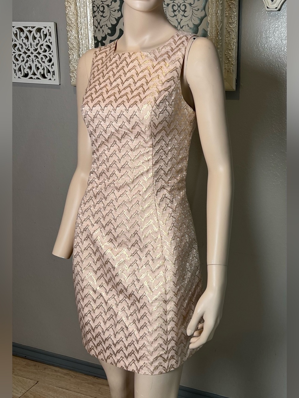 Lucy Paris Pink Metallic Zigzag Mini Dress